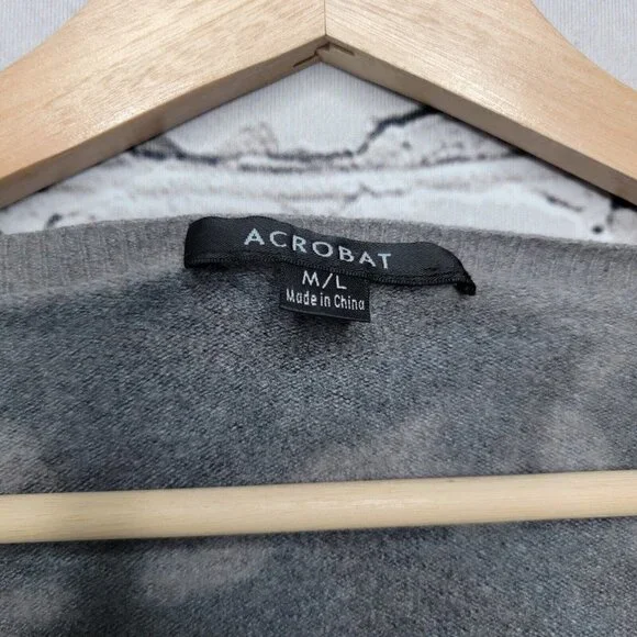 Acrobat Wool Blend Camo Gray Cropped Sweater Size M/L